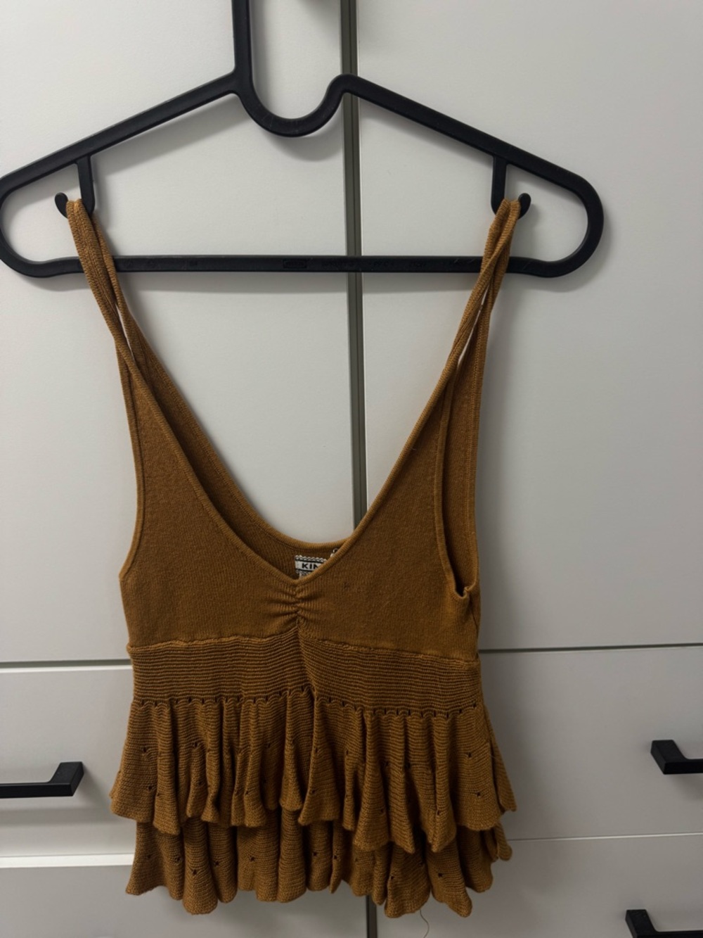 Kimchi Blue Mustard Tiered Ruffle Knit Tank